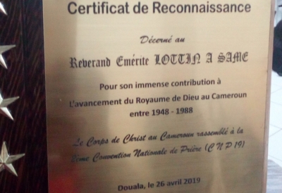 Awards des 70 ans de Réveil au Cameroun, le Pasteur Lottin A Same célébré