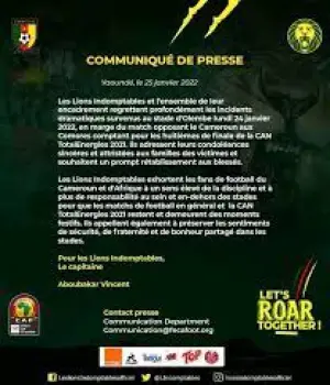 Drame d’Olembe: Les Lions indomptables apportent un réconfort moral aux victimes