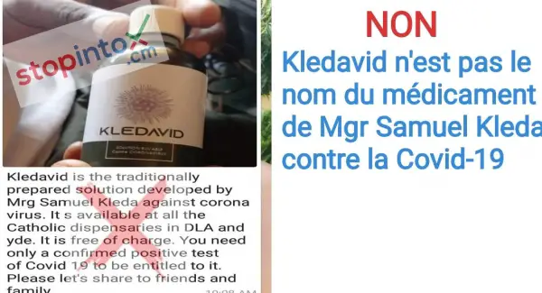 Alerte/Traitement de la Covid-19 : L’Archidiocèse de Douala ne reconnaît pas le &quot;Kledavid&quot;