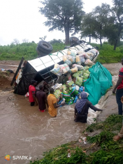 Heavy flood splits Nigeria/Cameroon border road